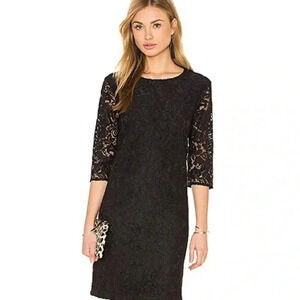 Equipment Femme x Revolve Black Lace Elbow Sleeve Dress Size Medium